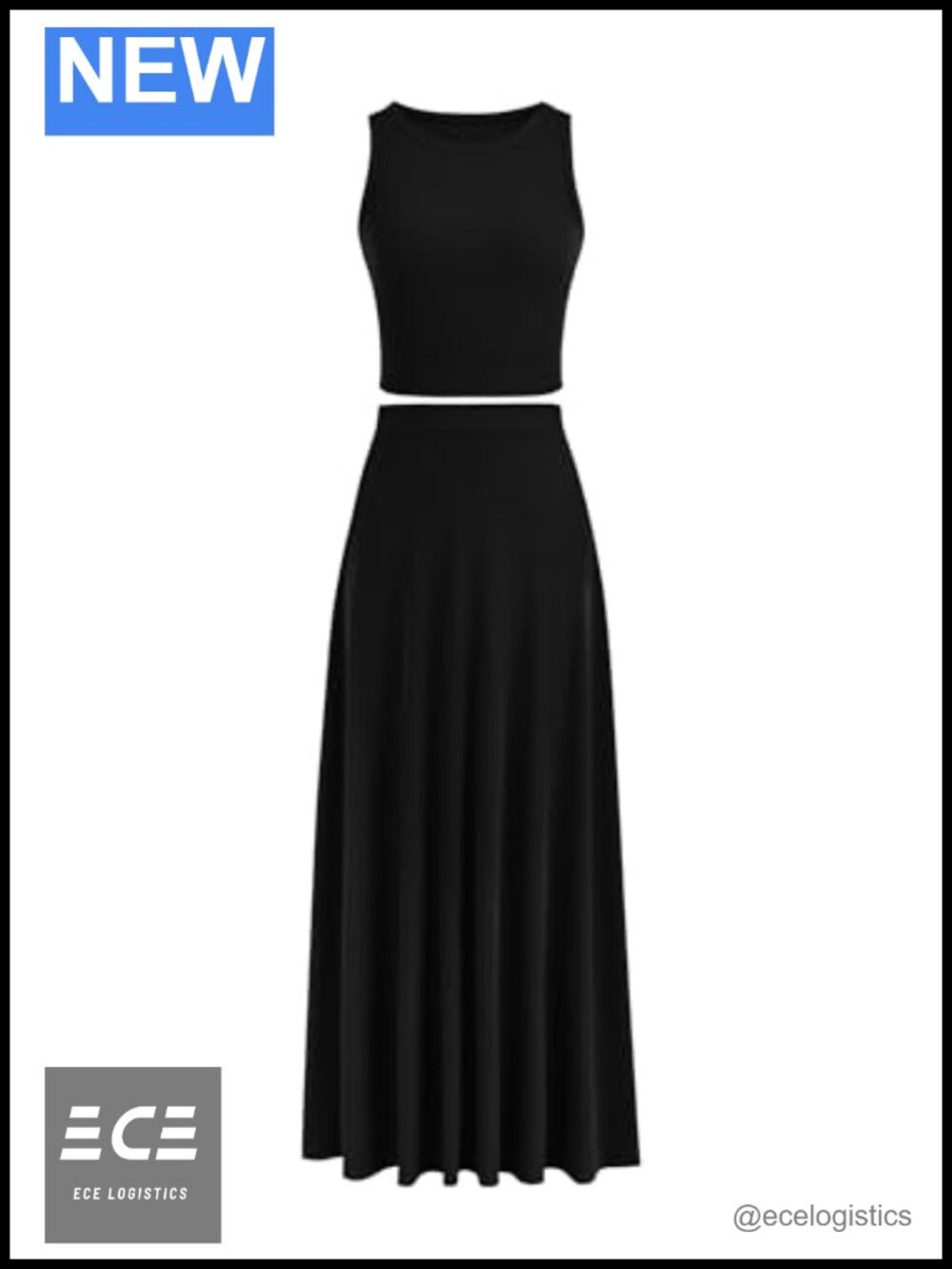 Women's 2 Piece Knit Crop Top & Maxi Skirt Set Sleeveless Summer Outfit